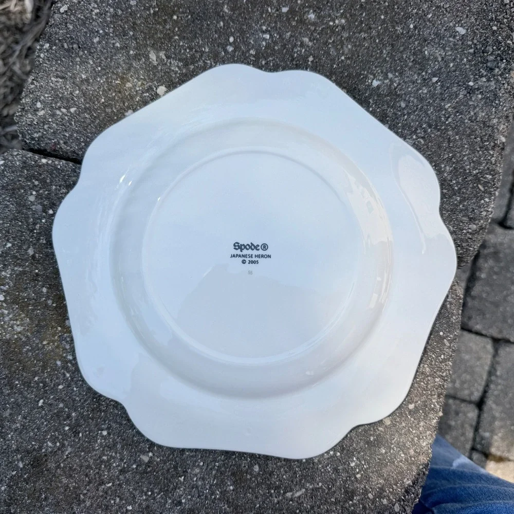 Spode Japanese Heron Pentagonal Plate Yellow 9-5/8 Inch